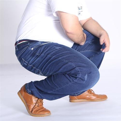 Mens Plus Size Relaxed Jeans Casual Elastic Waistband Baggy Denim Trousers Rugged Drawstring Loose Workwear Pants3