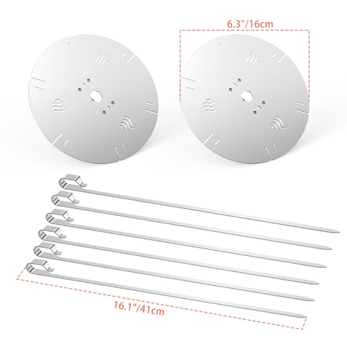 onlyfire Universal Drehbar Grillspieß System Rotisserie Nadel Set, Edelstahl Rondell Grillspiessgestell für Drehspieße, passt für Alle Drehspieße, mit 6 Langen 41cm Spießen, Ø16cm