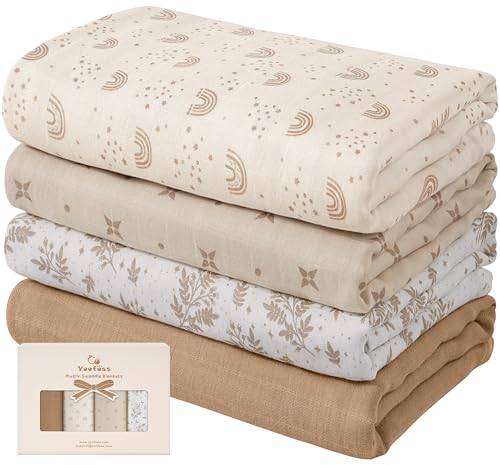 Image of Yoofoss Muslin Swaddle Blankets, Organic Baby Blankets, 47 x 47 Inches Receiving Blanket for Baby Boys and Girls, Baby Essentials for Newborns Soft Breathable