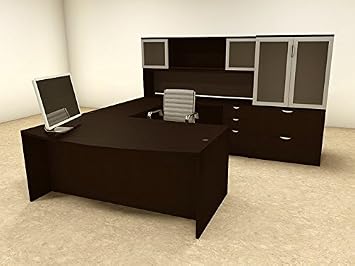 6pc U Shape Modern Contemporary Executive Office Desk Set, OF-CON-U35