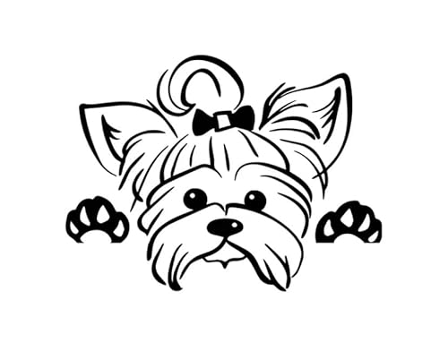 MAKTEM Peeking Yorkshire Terrier Car Window Decal, Cute Dog Decals for Window, Bumper, Mirror, Rear - Anime Dog on Board