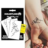 INKARTLINK Semi Permanent Tattoos, 3 Sheets of Small Temporary Tattoos, Adult Art Designs, Party Favors, Waterproof, Realistic, No Adhesive, No Reflective, Lasts 1-2 Weeks (Mountains)