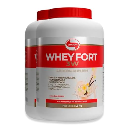 Kit 2 Whey Fort 3W Vitafor Baunilha 1800g