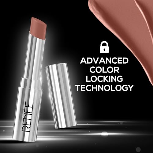 Image of RENEE Matte Lock Lipstick - Jazz, Moisturizing, Long Lasting & Weightless Formula, Intense Color Pay Off with Ultra-Matte Finish, Enriched with Avocado oil, Vitamin E, D & Beta-Carotene, 3.5 Gm