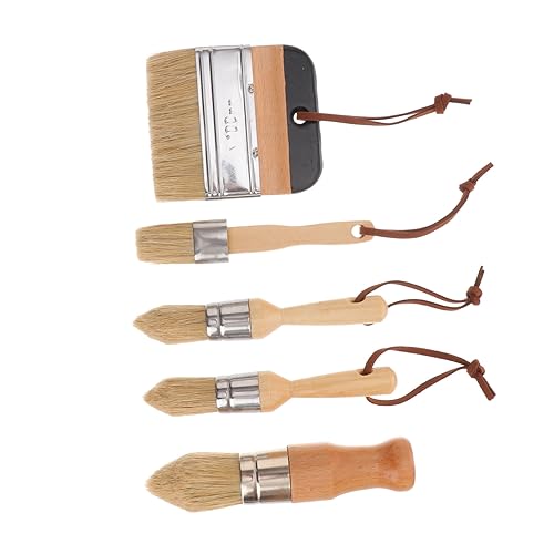 KONTONTY 1 Pincel para Pintar acrilico escobilla Pinceles para Exterior cepillar Art Base Papel Pintado repintado Equipo Plantillas Pincel de Cera Cepillo con Mango de Madera Pelo de cerdas