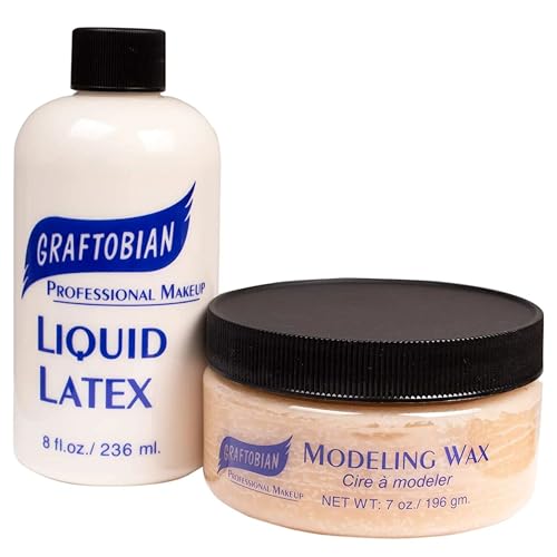 Graftobian Liquid Latex SFX Makeup Bundle with Modeling and Scar Wax - Professional Skin Safe...