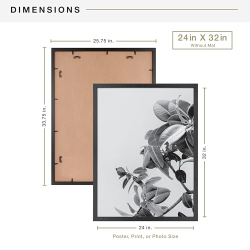 MCS Studio Gallery 24x32 Matted Poster Frame with 20x28 Picture Display, Black Woodgrain Vertical & Horizontal Wall Hanging Large Picture Frame for Photos, Posters & Art Prints (1-Pack)