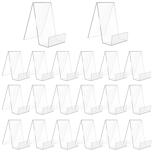 SWAWIS 20 Pièces Presentoir Livre Acrylique Porte Livre Support 10,5 x 9 x 7,5 cm Transparent Présentoir pour Magazine Brochures Carte de Menus