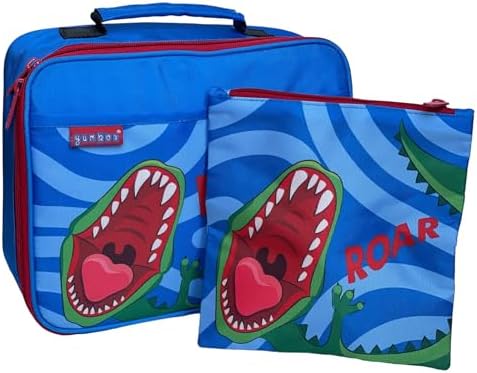 Yumbox Dinosaur Set - Insulated Kids Lunch Bag + Reusable Sandwich Bag Set - Fits Bento Boxes - Water Resistant, Lightweight, Easy to Clean - Dino Print - School Lunchbox for Boys & Girls