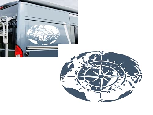 Autocollant boussole silhouette noir mat 50x31 cm pour deco voiture