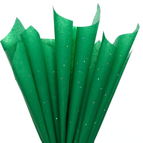SUNCOLOR 36 Sheets Glitter Green Tissue Paper 20 x 20 inch Sparkly Wrapping Paper for Gifts Crafts Christmas Packaging St. Patricks Day DIY Art Projects