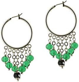 Handmade Pena earring for woman | Gorgeous hoops with Swarovski crystal and Conta Di Ojo beads earring | Handmade in New York by Alzerina Jewelry