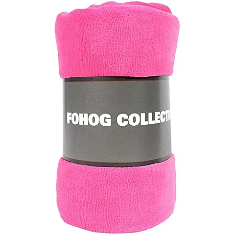FOHOG Collection Fleece Blanket Hot Pink Red Small Plush Throw Blankets for Couch Flannel Soft Lightweight Microfiber Travel 50" X 60" (Hot Pink) Cover