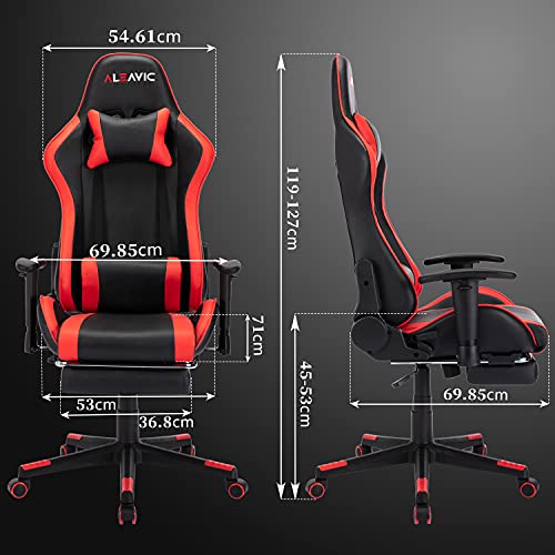 ALEAVIC-Silla-Gamer-Silla-Gaming-de-Respaldo-Alto-Silla-Ergonomica-de-Oficina-con-Reposapies-RetractilRojo