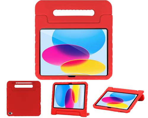 iPad 11世代 ケース iPad 10世代 2025 11インチ 2022 10.9インチ 子ども用 キッズ 耐衝撃 軽量 スタンド機能 EVA ペン収納 ペンホルダー ハンドル付き 保護 カバー (レッド)