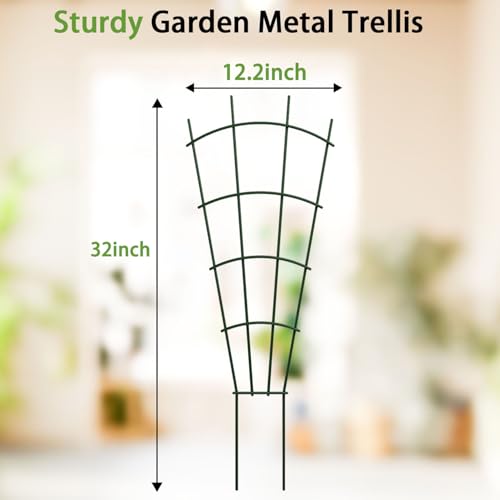 DOLEMODUO 4-Pack Metal Trellis for Potted Plants, 32" Heavy Duty Garden Trellis for Climbing Plants, Rustproof Powder Coated Indoor/Outdoor Trellis for Climbing Vines, Flowers, Houseplants by DOLEMODUO - Used condition - Image 2