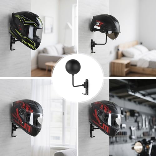PUERSI Helmhalterung Wandmontage - 2er Pack 180° drehbarer Helmaufhänger für Motorrad Fahrrad Rennsport Oberbekleidung Sportausrüstung Präsentation