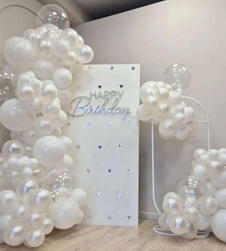 Image of Togvu Pearl White Balloons, 50Pack 5 Inch Small Mini Pearl Latex Party Balloons for Wedding Engagement Bridal Baby Shower Anniversary Decorations Supplies