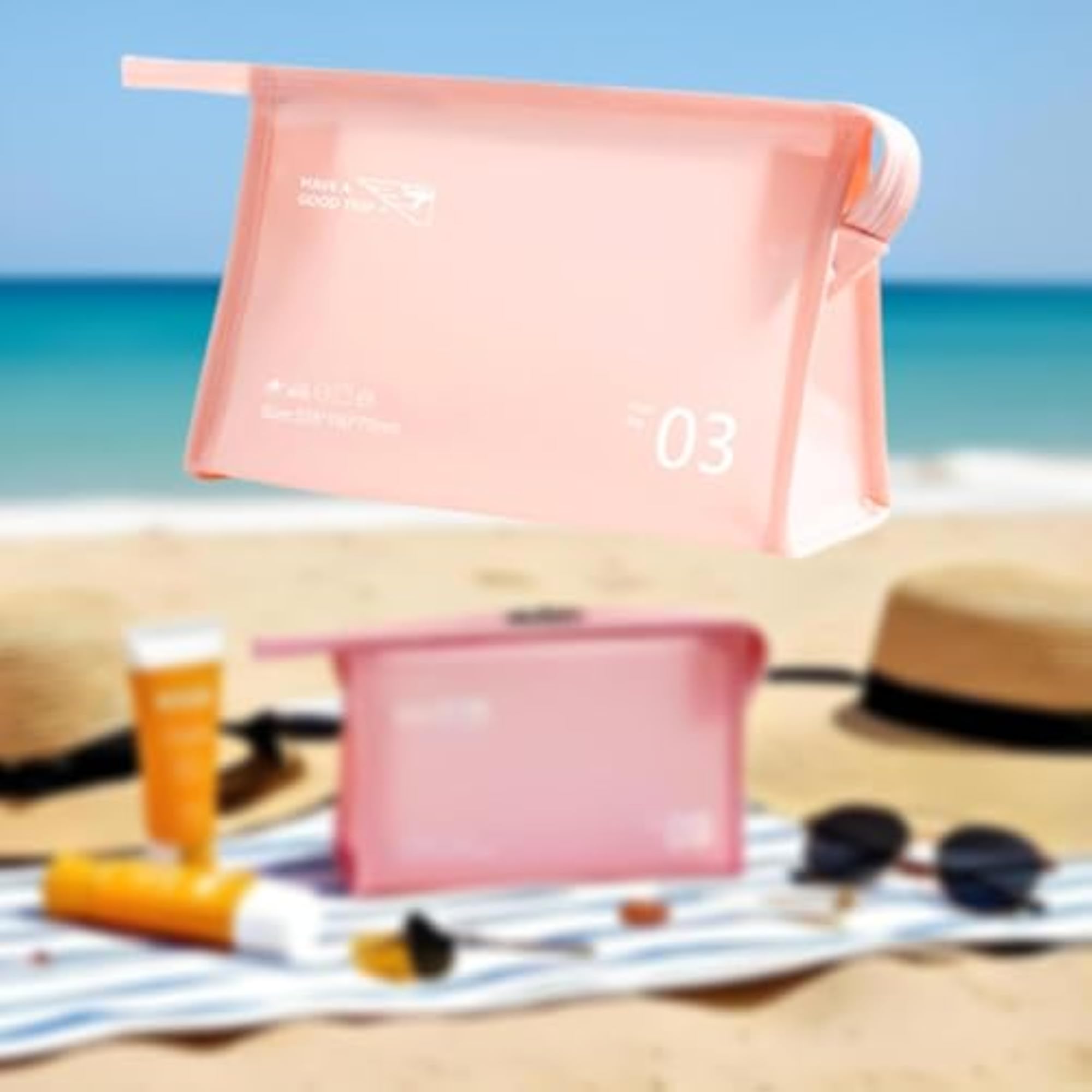 Travel Toiletry Bag Portable Cosmetic Bag, Red Orange