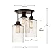 GLOBE Electric 65904 3-Light Bronze Semi-Flush Mount Ceiling Light Fixture with Seeded Glass Shades, Ideal for Kitchen, Bathroom, Bedroom, Closet Light, Home Essentials, LED Bulbs Compatible