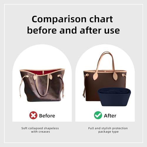 Image of DGAZ Purse Organizer Insert Fits Neverfullbag BB /PM /MM /GM,Silk Bag Organizer,Luxury Handbag & Tote Shaper(Blue nuit,BB)