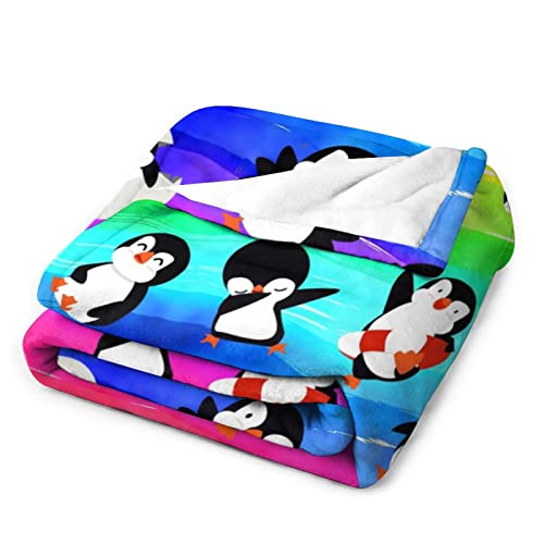 Animal Penguin Blanket Ultra Soft Penguins Flannel Fleece Throw Blankets Lightweight Microfiber Fun Art Bedding For Sofa Bed Couch Travel 50"X40" #TOP2