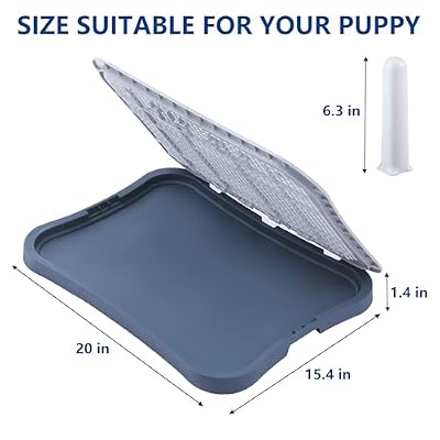 Pee Pad Holder, Indoor Potty Tray for Puppy and Small Size Dog with Pee Wall, Non-Skid Feet, 20 * 15.4 * 1.4 inch (Large)