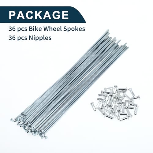 TUCKBOLD Bicycle Spokes Bike Wheel Spokes Silver Tone Nipple 1 Set 13G 202mm Length 45 Steel Galvanized