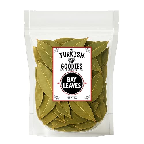 Turkish Goodies by Jairestone Bay Leaves Whole 1 oz | Pure Natural Turkish Laurel Leaves | Dried Bay Leaf for Cooking, Soups, Stews, Curries, Sauces, Tea | Non-GMO, Vegan, Freshly Packed