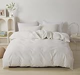 SDAPNAY Juego de funda de edredón 100% algodón lavado, blanco)