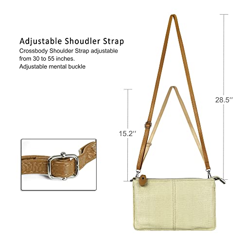 Belfen Small Crossbody Bags For Women, Leather Clutch Wristlet Wallets Cell Phone Purses Handbags With Leather Cross Body Shoulder Strap -Tan Straw Bag #TOP4