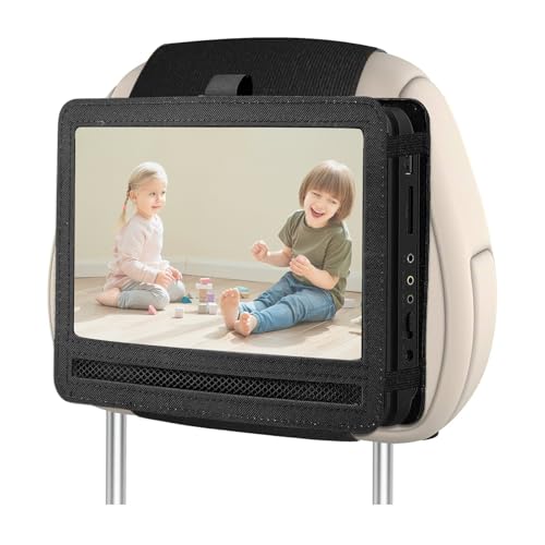 BWBWND DVD Player Headrest Mount Holder, 9" to 10" Portable Car DVD Player Mount Adhesive Strap Case, Automotive Back Seat Headrest Holder for Swivel & Flip Style Video Players