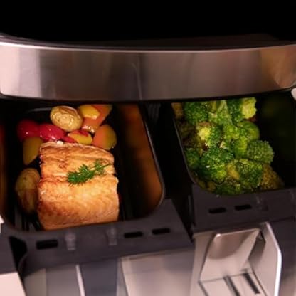 Livington Dual Air Fryer 2 Kammern Heißluftfritteuse - 4,5L Airfryer mit 12 Programmen - 2400W - Fritteuse mit Doppelkammer - 9 Funktionen - Warmhalten&Auftauen -ohne Öl – Bild 6