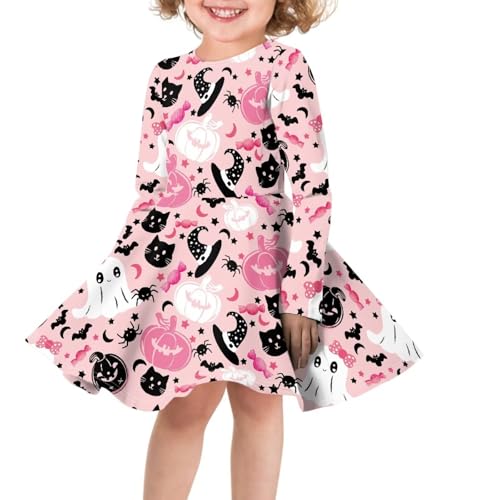Halloween Dress for Girls Long Sleeve Dresses Crewneck Activewear for Holiday Party 3-16Y3