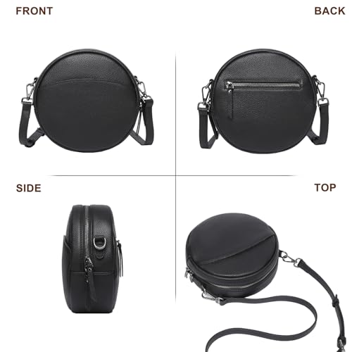 Image of COOLCY Leather Crossbody Bags,Circle Purse Shoulder Bag, Fashion Round Handbag for Travel,Valentine's Gift for Women