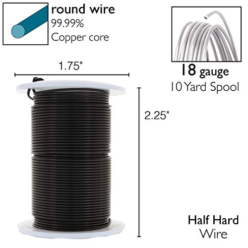 Image of The Beadsmith Wire Elements 18-Gauge Lacquered Tarnish-Resistant Copper Wire for Jewelry Making, 10 Yard, 9.14 Meter Spool (Black Color)