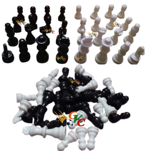 Image of GKC Chess Goti Pack of 32 Coin of Black and White CH1599 for All Age Group