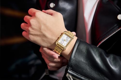 Image of Daniel Hechter Paris Etoile Collection Watch for Men Analog Watch - Rectangular Dial with Day & Date Display, Stainless Steel Strap, Quartz Movement