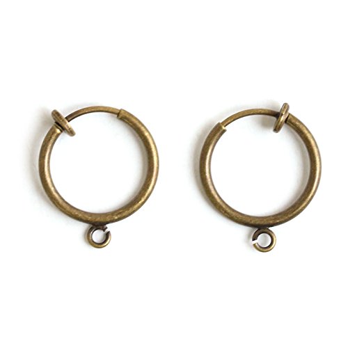 日本紐釦貿易(Nippon Chuko) NBK 5 Pairs 15mm Hoop Earrings with Ring Antique Gold KE184-AG