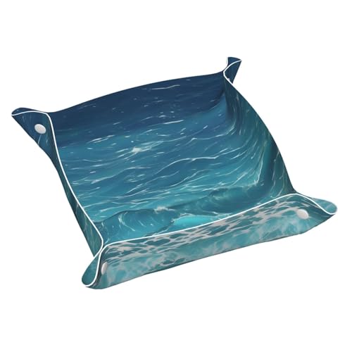 Llkgot The Deep Blue Sea - Bandeja de almacenamiento de cuero de doble cara de PVC de calidad media para un almacenamiento y organización cómodos