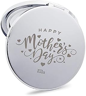 EDSG Personalised Mothers Day Compact Mirror Laser Engraved Mirror for Women Customized Gift for Her, MumGirl, Bridesmaid, Friend on Birthday, Wedding, Anniversary, Mother's Day (Any Text)