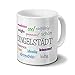 Städtetasse Dingelstädt - Motiv 'Positive Eigenschaften' - Stadt-Tasse, Kaffeebecher, Mug, Becher, Kaffeetasse - Farbe Weiß