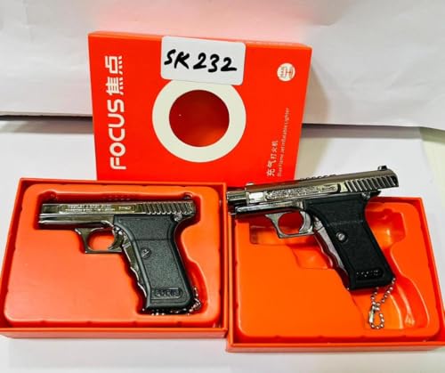 Image of 2-in-1 Torch Lighter Pistol Shape with Keychain - Stylish, Compact & Multi-Functional Pocket Gadget (Pack of 1)