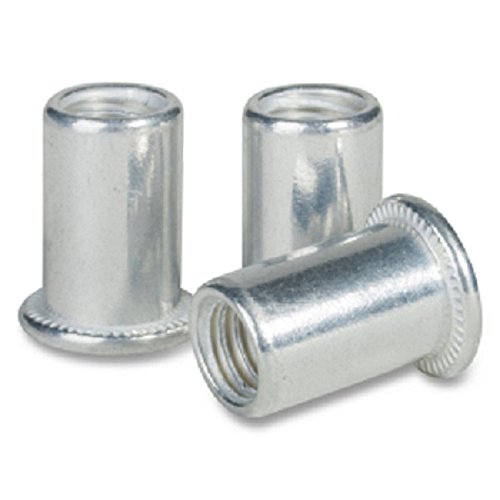 8-32-.160 Large Flange Blind Threaded Inserts (Rivet Nut) | Aluminum Alloy #5056 | Open End | Non-Ribbed | Cleaned and Polished (Quantity: 1000)