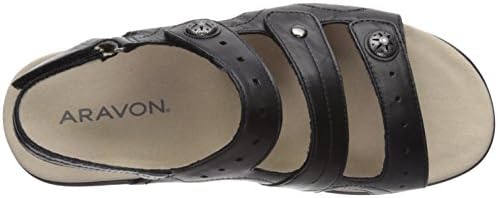 Aravon Women's Pc Three Strap Sandal, Black Leather, 5 2A US | Image 4