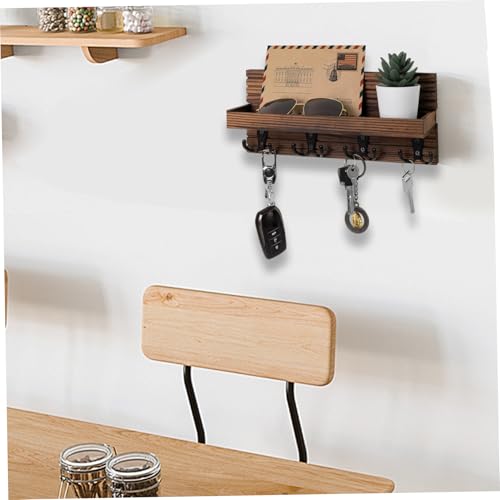 Estante de llaves de madera con 8 ganchos y organizador de pared moderno para cartas 3
