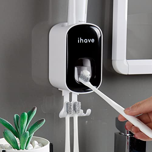 Ihave Toothbrush Holders Bathroom Accessories, Smart Home Products Tooth Brushing Holder With Automatic Toothpaste Dispenser Bathroom Organizer #TOP7