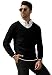 Feziakuk Strickpullover Herren V-Ausschnitt Pullover Herbst Winter Langarm Sweater Basic Winterpullover Warm Arbeitspullove Tops, Schwarz XL