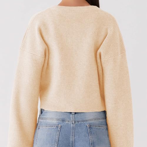 Image of Women Y2k Crop Cardigan Sweater Long Sleeve Button Down Cardigan Vintage Open Front Sweater Cute Knit Pullover Tops