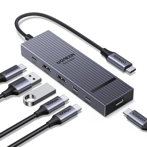 Revodok Pro Hub USB C con USB-C Video Uscita 4K 60Hz 10Gbps Porte Dati 2A2C 100W PD 6 in 1 Docking Station Compatibile con MacBook iPad Pro M5 Mac Mini M4 Steam Deck Monitor Occhiali AR - Hub USB
